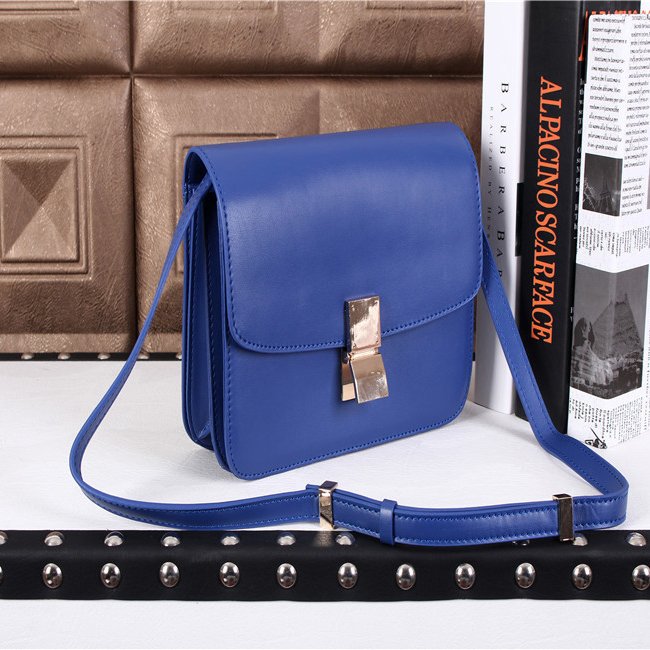 Celine Classic Box Small Flap Bag Lambskin Leather C3118 Blue