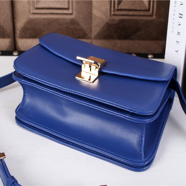 Celine Classic Box Small Flap Bag Lambskin Leather C3118 Blue