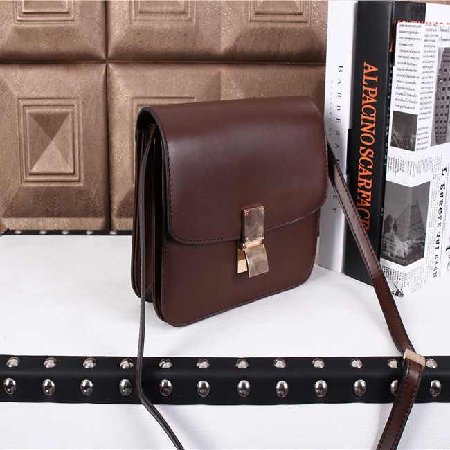 Celine Classic Box Small Flap Bag Lambskin Leather C3118 Coffee