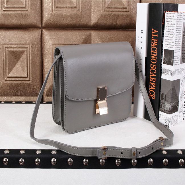 Celine Classic Box Small Flap Bag Lambskin Leather C3118 Grey