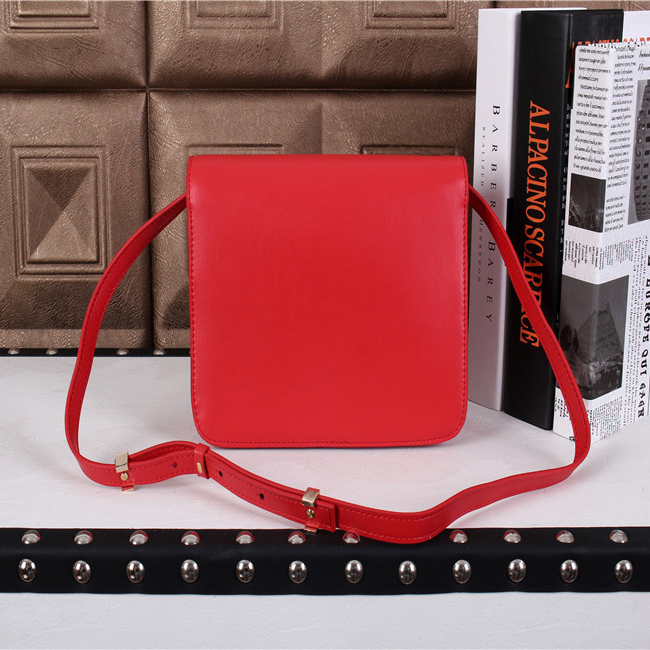 Celine Classic Box Small Flap Bag Lambskin Leather C3118 Red