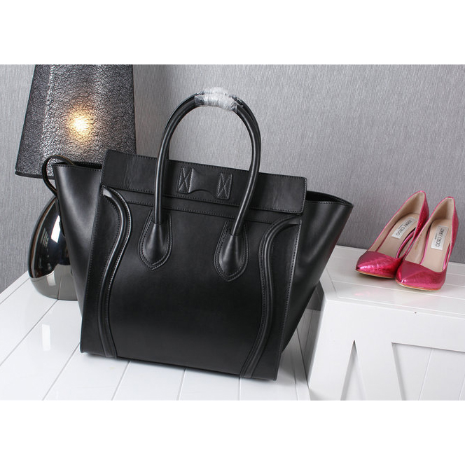 Celine Luggage Mini tote Bag Original Calfskin Leather C3308 Black