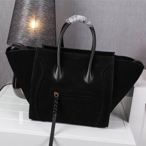 Celine Luggage Phantom Bag Original Nubuck Leather 99013 Black