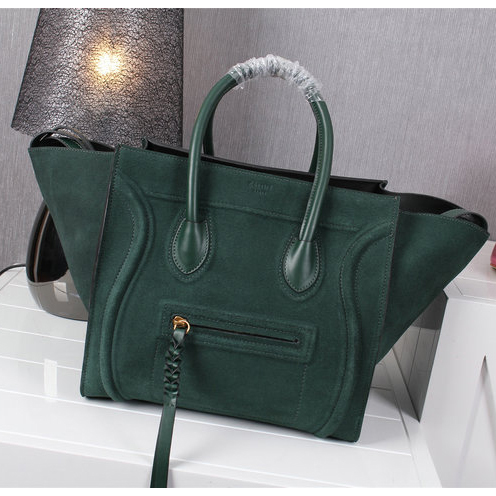 Celine Luggage Phantom Bag Original Nubuck Leather 99013 Green