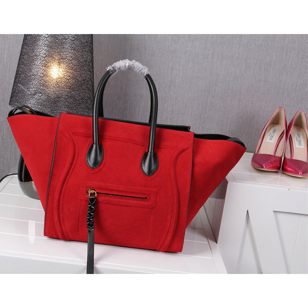 Celine Luggage Phantom Bag Original Nubuck Leather 99013 Red