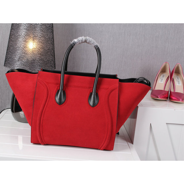 Celine Luggage Phantom Bag Original Nubuck Leather 99013 Red