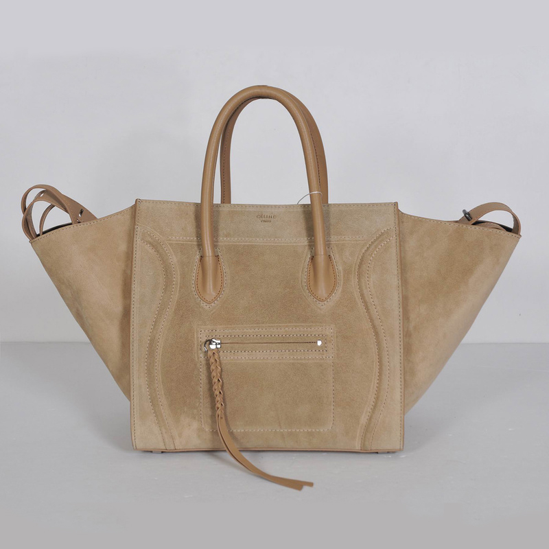 Celine Luggage Phantom Bags Suede Leather 3341 in Apricot