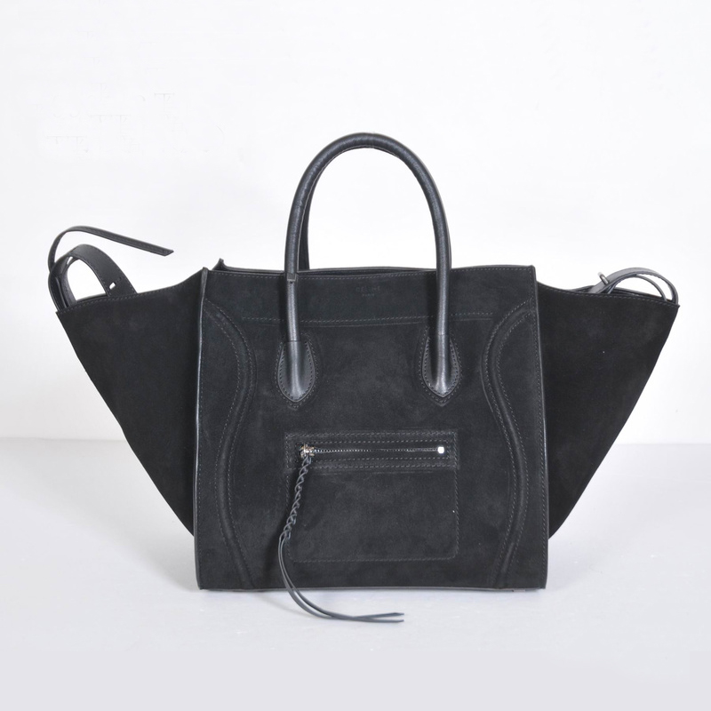 Celine Luggage Phantom Bags Suede Leather 3341 in Black