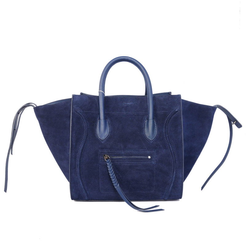 Celine Luggage Phantom Bags Suede Leather 3341 in Dark Blue