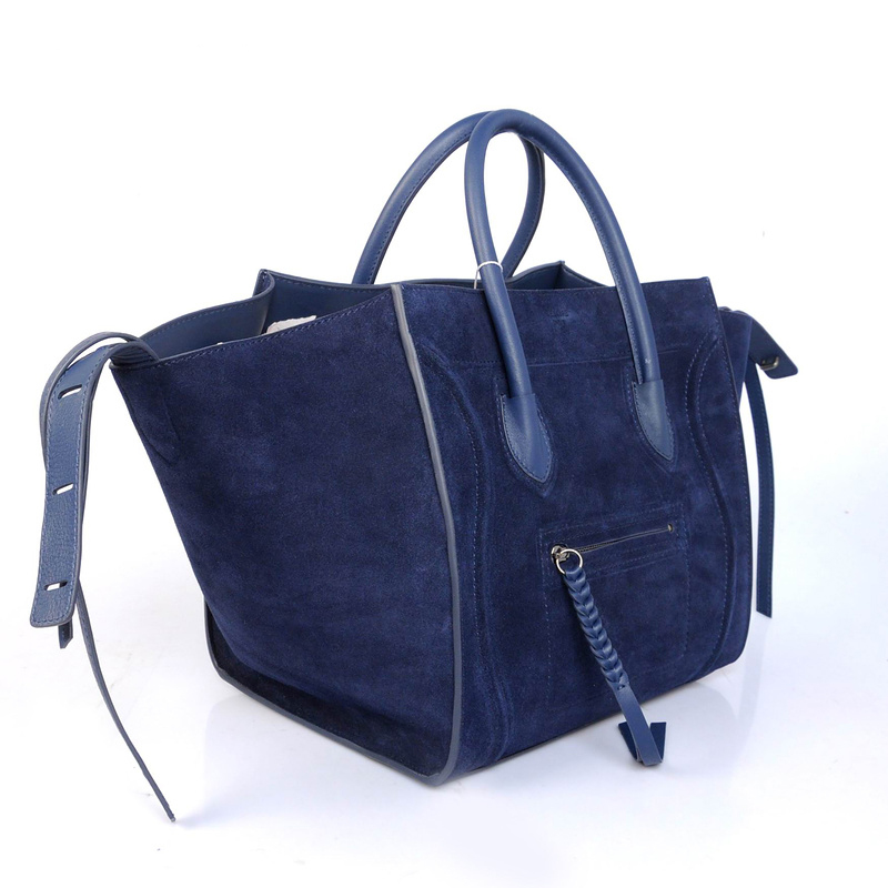 Celine Luggage Phantom Bags Suede Leather 3341 in Dark Blue