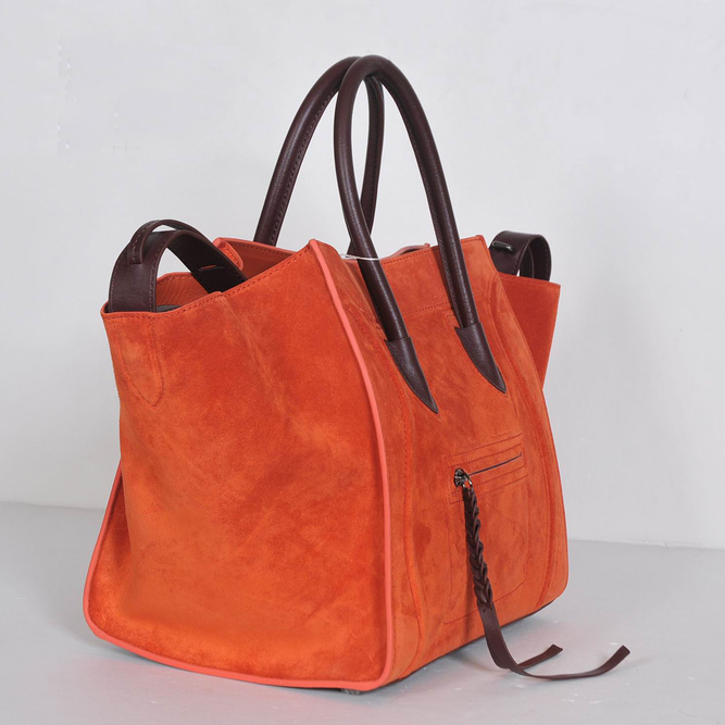 Celine Luggage Phantom Bags Suede Leather 3341 in Orange