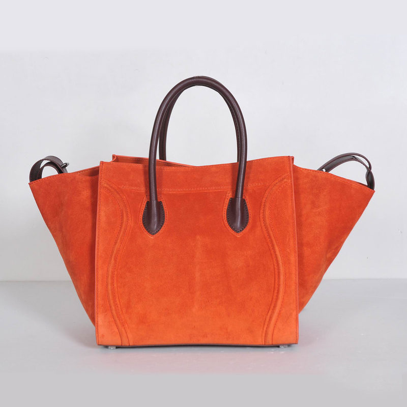 Celine Luggage Phantom Bags Suede Leather 3341 in Orange