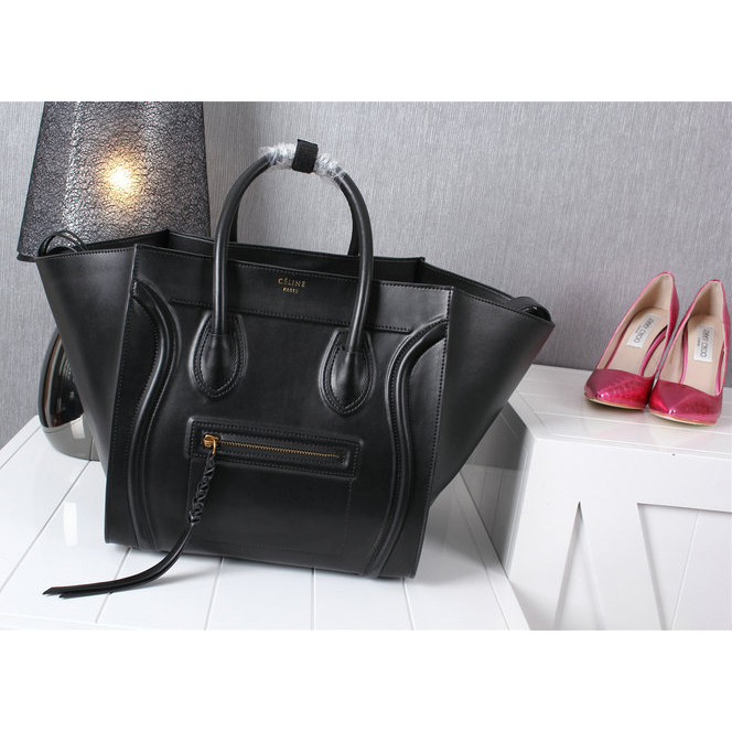 Celine Luggage Phantom Shopper Bags Original Calfskin Leather C103 Black