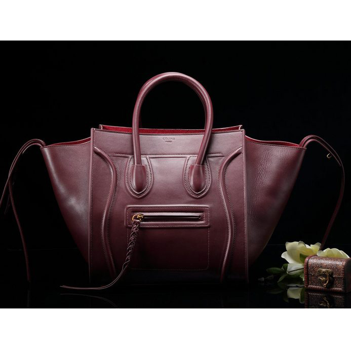 Celine Luggage Phantom Tote Bag Ferrari Leather 3341 Burgundy