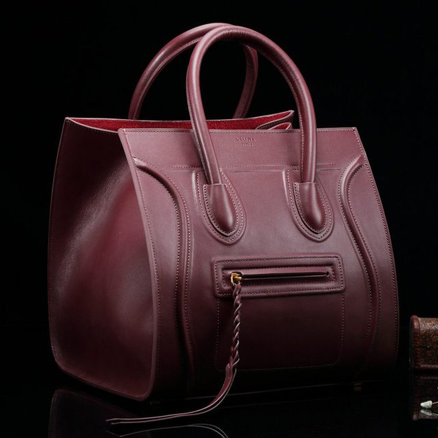 Celine Luggage Phantom Tote Bag Ferrari Leather 3341 Burgundy