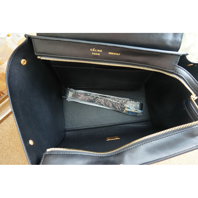 Celine Trapeze Bag Croco Ferrari Suede Leather C6608 Black