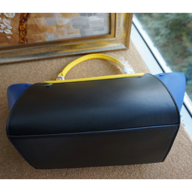 Celine Trapeze Bag Ferrari Leather C6608 Black&Yellow&Blue