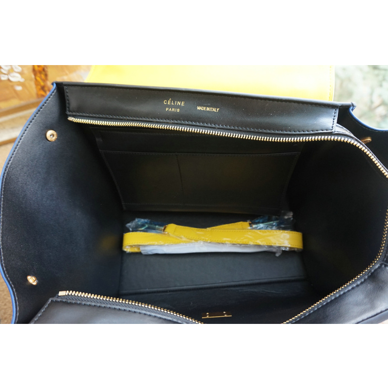 Celine Trapeze Bag Ferrari Leather C6608 Black&Yellow&Blue