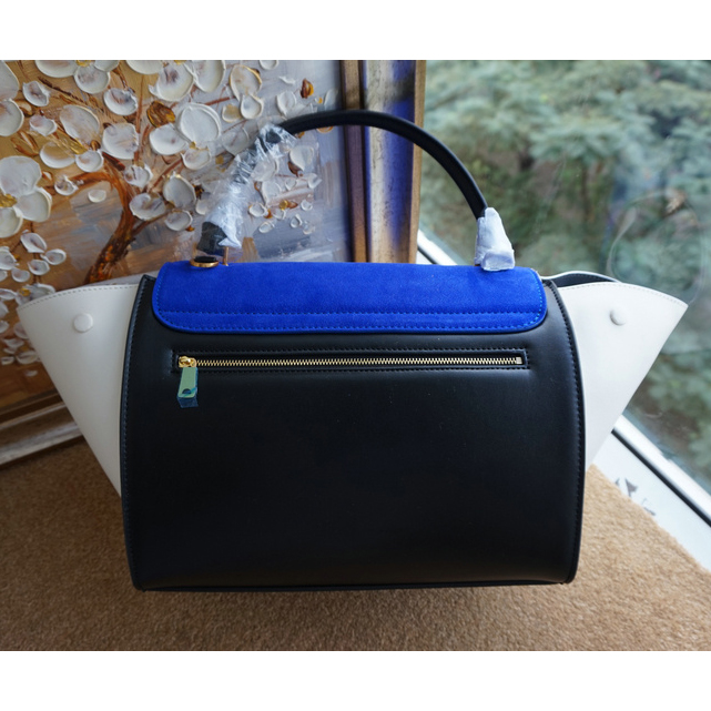 Celine Trapeze Bag Suede Leather C6608 Blue&Black&White