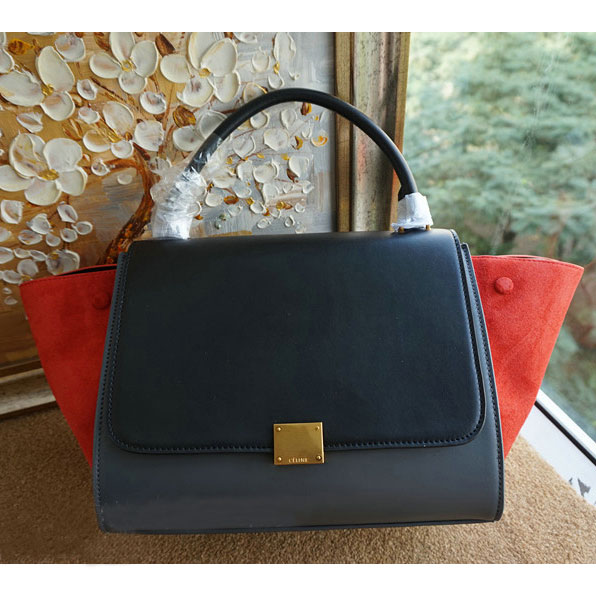 Celine Trapeze Bag Suede Leather C6608 Grey&Black&Orange