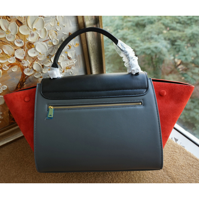 Celine Trapeze Bag Suede Leather C6608 Grey&Black&Orange