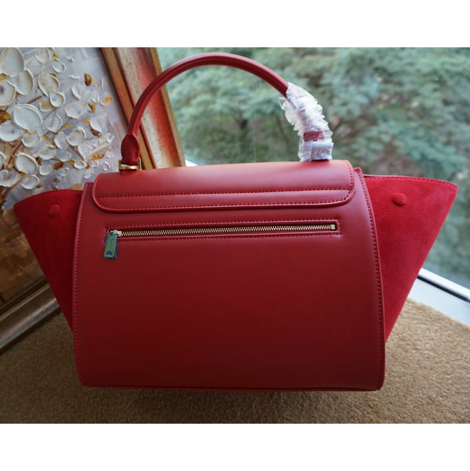 Celine Trapeze Bag Suede Leather C6608 Red