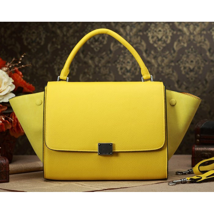 Celine Trapeze Top Handle Bag Original Grainy Leather 3342 Yellow