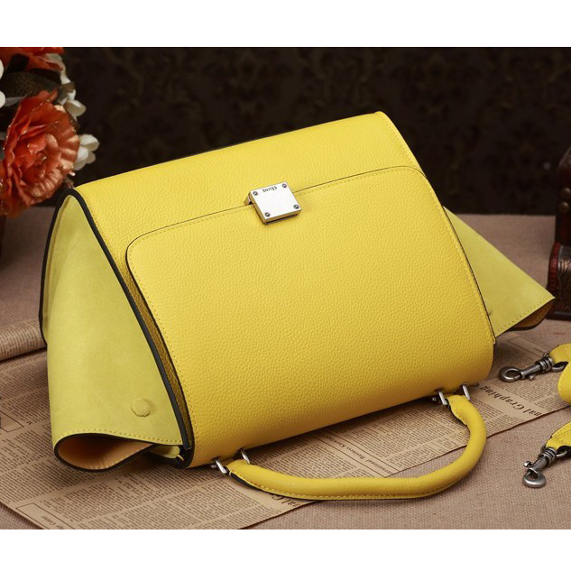 Celine Trapeze Top Handle Bag Original Grainy Leather 3342 Yellow