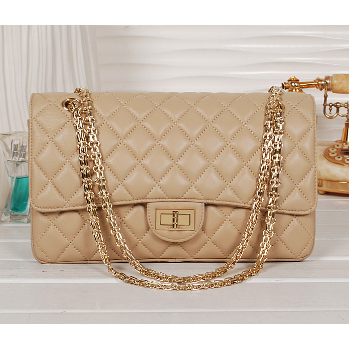 Chanel 1113 Classic Flap Bag Apricot Sheepskin Gold