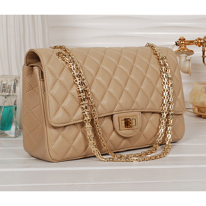 Chanel 1113 Classic Flap Bag Apricot Sheepskin Gold