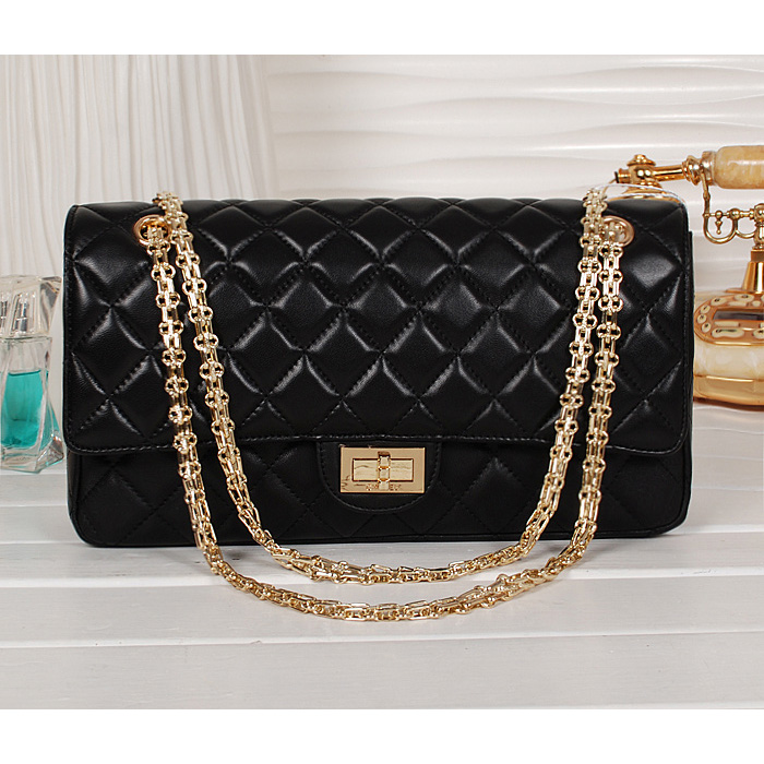 Chanel 1113 Classic Flap Bag Black Sheepskin Gold