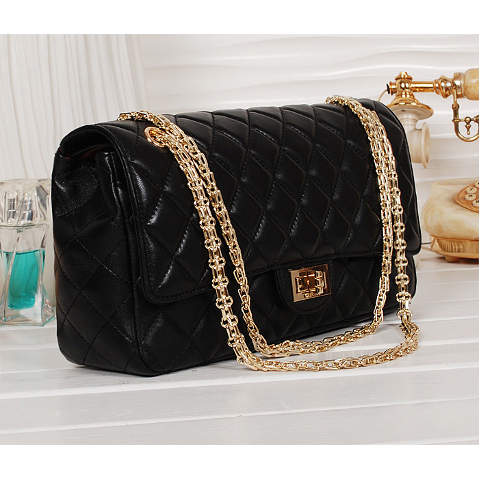 Chanel 1113 Classic Flap Bag Black Sheepskin Gold