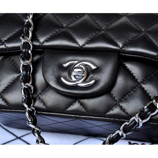 Chanel 1115 mini Classic Flap Bag Original Sheepskin Leather Lavender in Silver