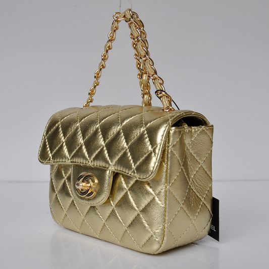 Chanel 1115 mini Classic Flap Bag Sheepskin Leather Gold in Gold