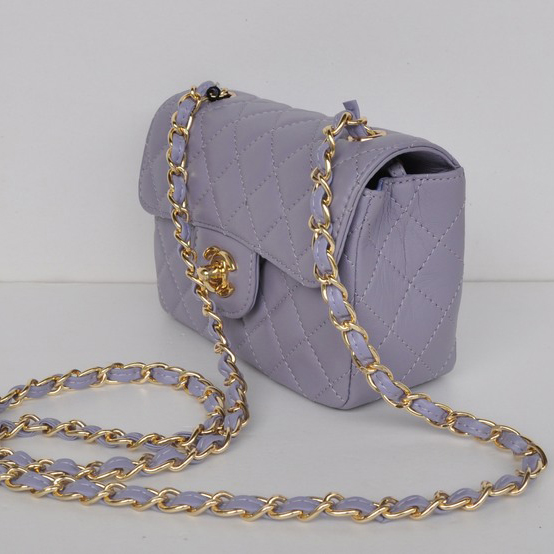 Chanel 1115 mini Classic Flap Bag Sheepskin Leather Lavender in Gold