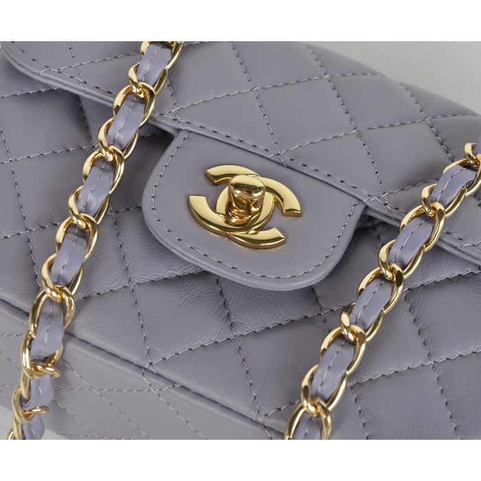 Chanel 1115 mini Classic Flap Bag Sheepskin Leather Lavender in Gold