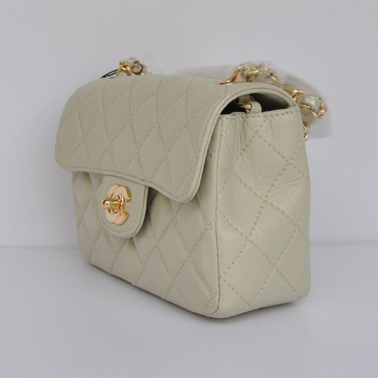 Chanel 1115 mini Classic Flap Bag Sheepskin Leather Offwhite in Gold