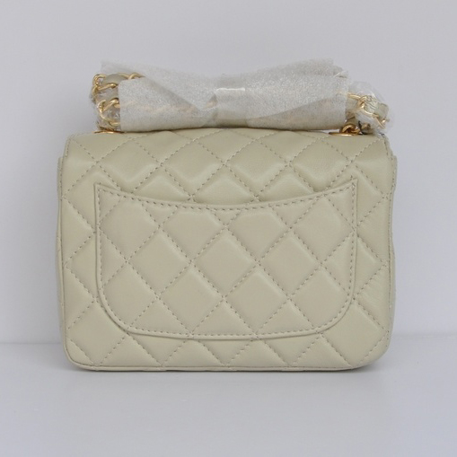 Chanel 1115 mini Classic Flap Bag Sheepskin Leather Offwhite in Gold