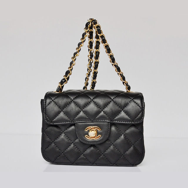 Chanel 1115 mini Classic Flap Bag Sheepskin Leather Peach in Gold