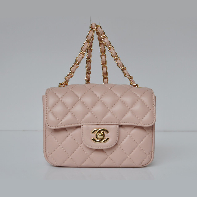 Chanel 1115 mini Classic Flap Bag Sheepskin Leather Pink in Gold