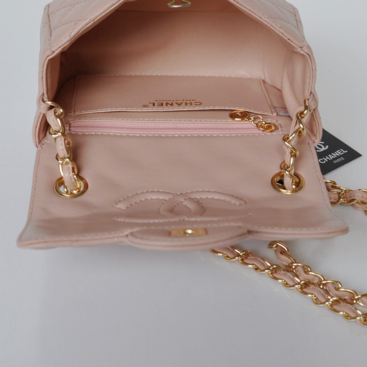 Chanel 1115 mini Classic Flap Bag Sheepskin Leather Pink in Gold