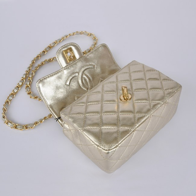 Chanel 1115 mini Classic Flap Bag Sheepskin Leather light gold in Gold