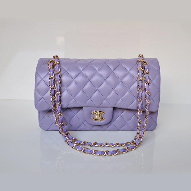 Chanel 2.55 Classic Flap Bag Sheepskin Leather in Lavender with Gold Hardware