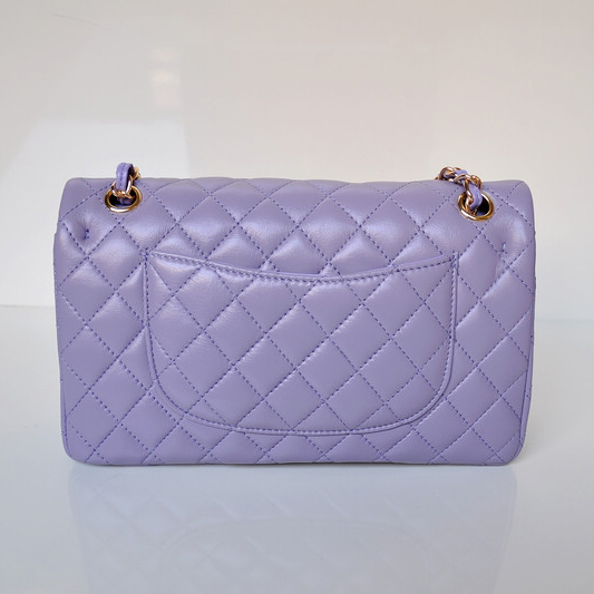 Chanel 2.55 Classic Flap Bag Sheepskin Leather in Lavender with Gold Hardware