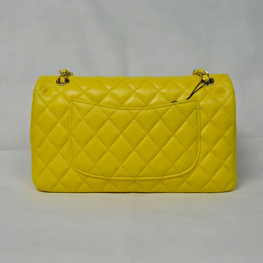 Chanel 2.55 Classic Flap Bag Sheepskin Leather in Lemon with Gold Hardware