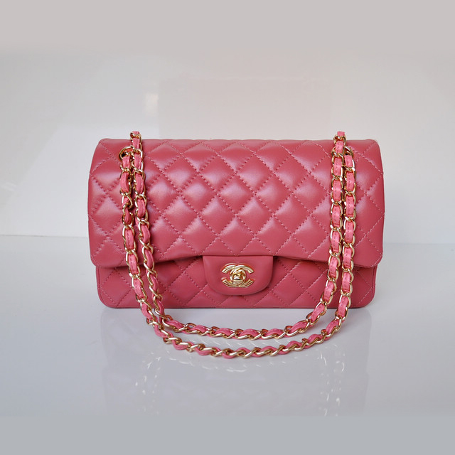 Chanel 2.55 Classic Flap Bag Sheepskin Leather in Peach with Gold Hardware