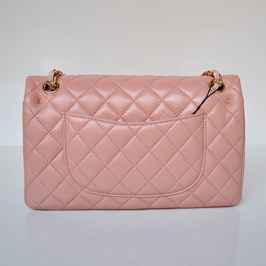 Chanel 2.55 Classic Flap Bag Sheepskin Leather in Pink with Gold Hardware