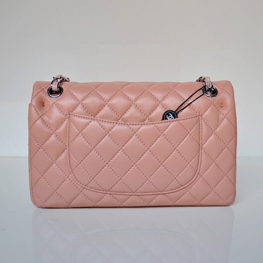 Chanel 2.55 Classic Flap Bag Sheepskin Leather in Pink with Silver Hardware