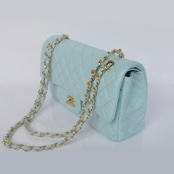 Chanel 2.55 Classic Flap Bag lake Green Sheepskin Leather Gold