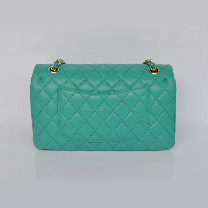 Chanel 2.55 Classic Flap Bag lake Green Sheepskin Leather Gold